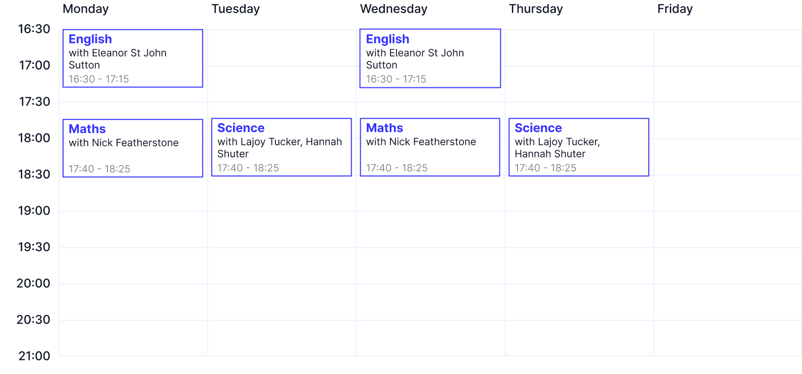 Year 5 Timetable