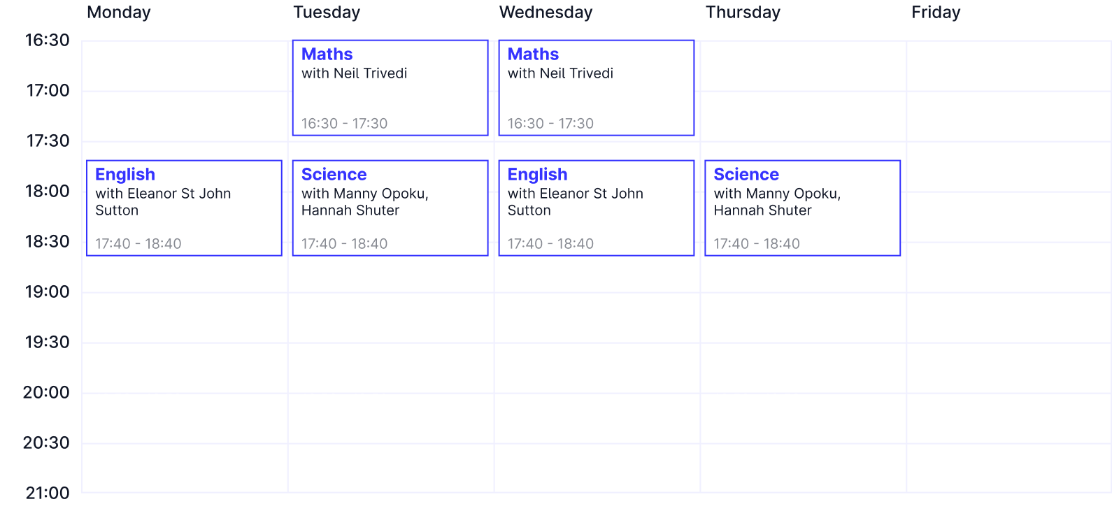 Year 5 Timetable