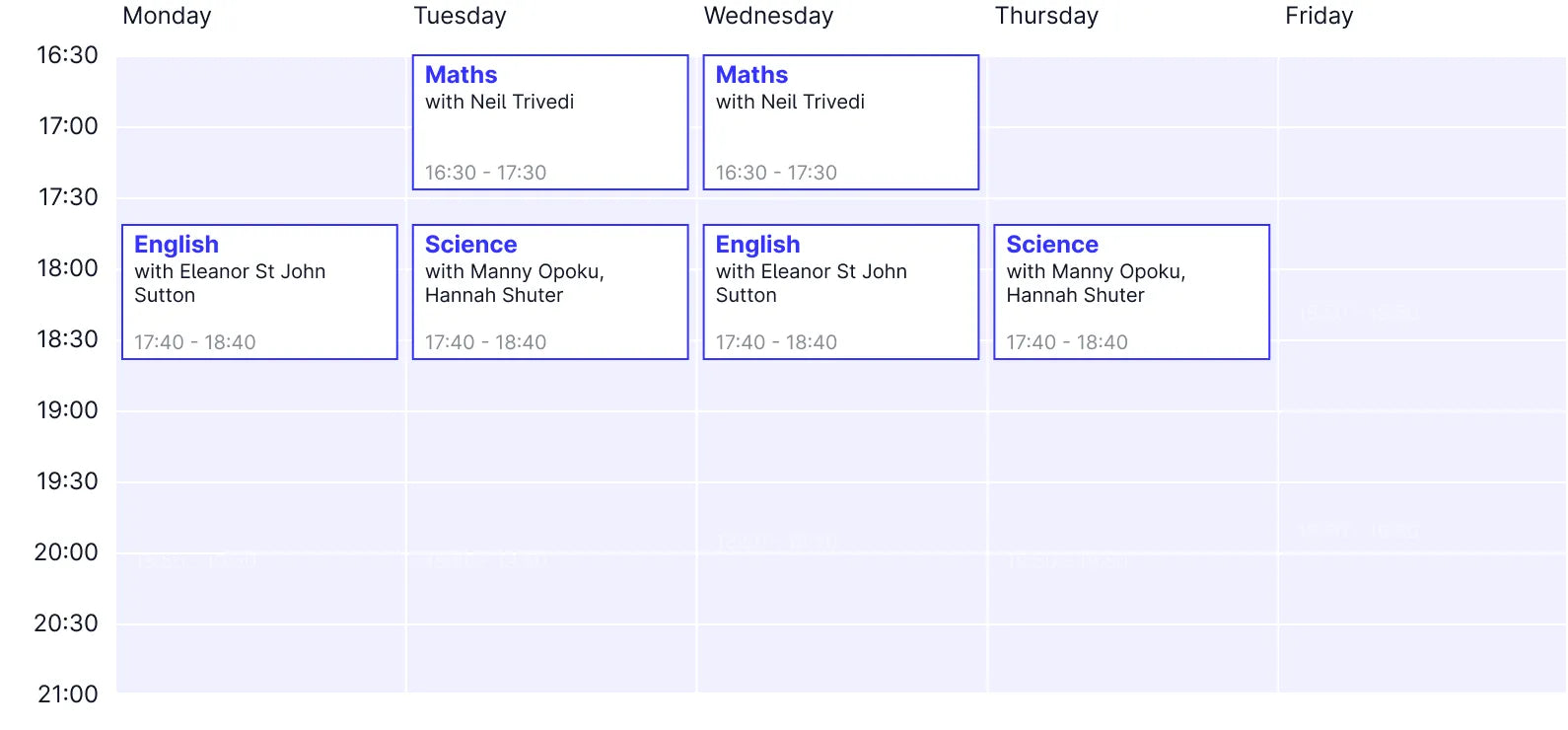 Year 5 Timetable